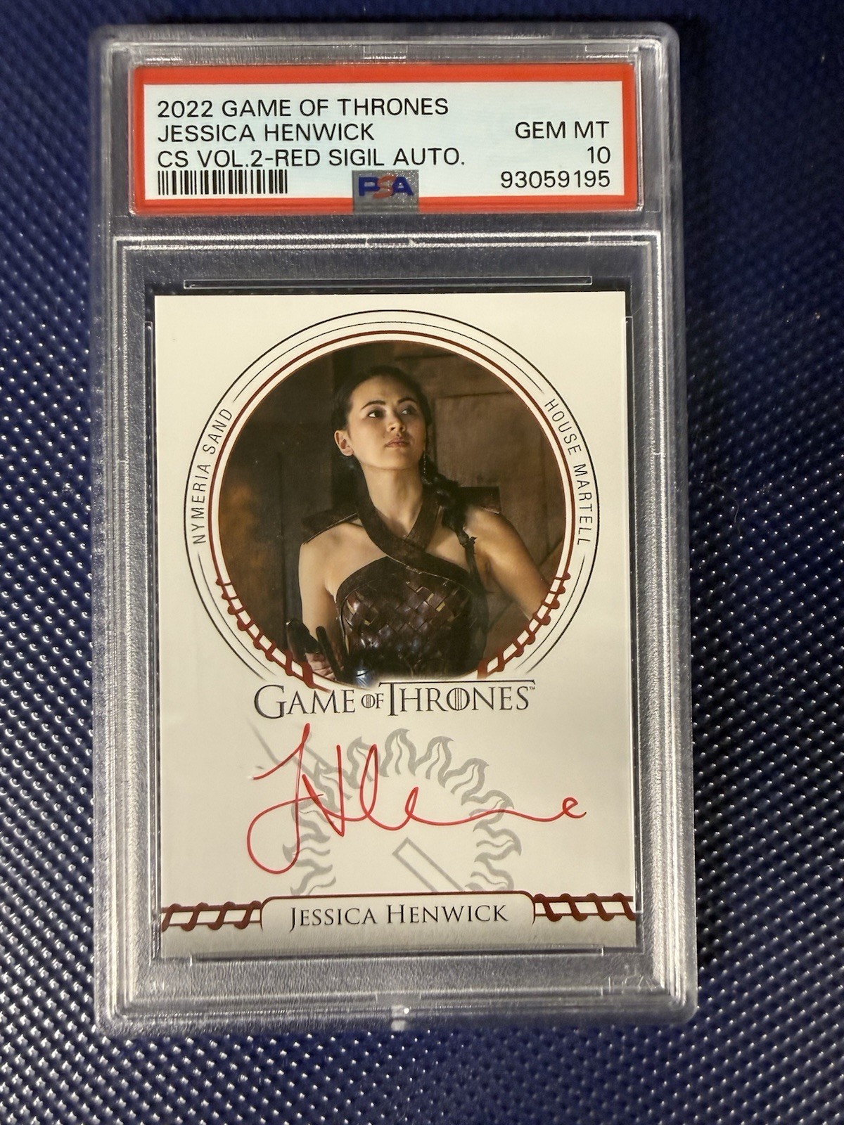 Rittenhouse 2022 Game of Thrones PSA 10 Jessica Henwick Auto Nymeria Sand Red Rittenhouse 2022 Game of Thrones PSA 10 Jessica Henwick Auto Nymeria Sand Red