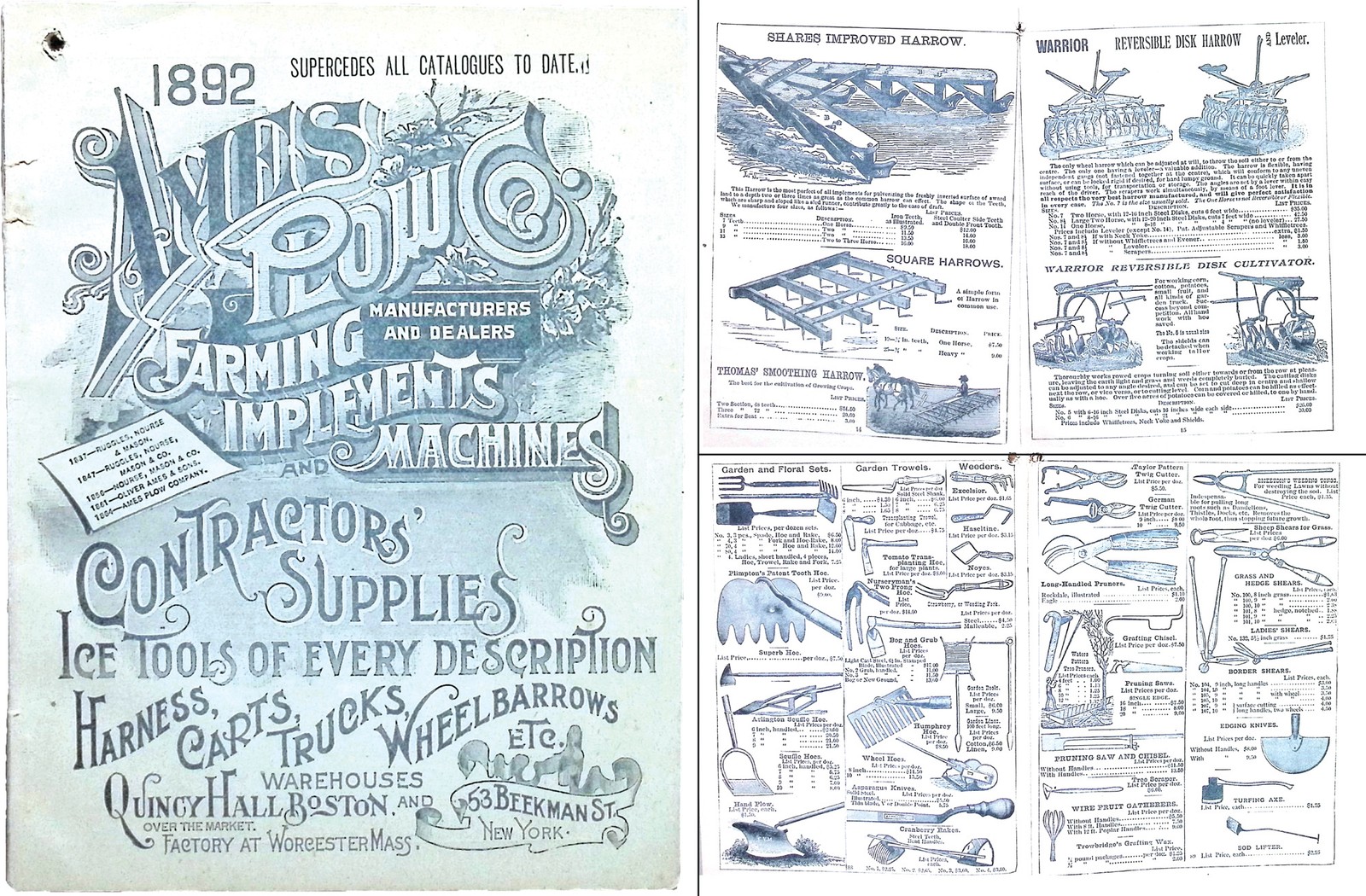 Orig. Ames Plow Co., Boston 1892 Catalogue of Contractors Supplies- mjdtoolparts