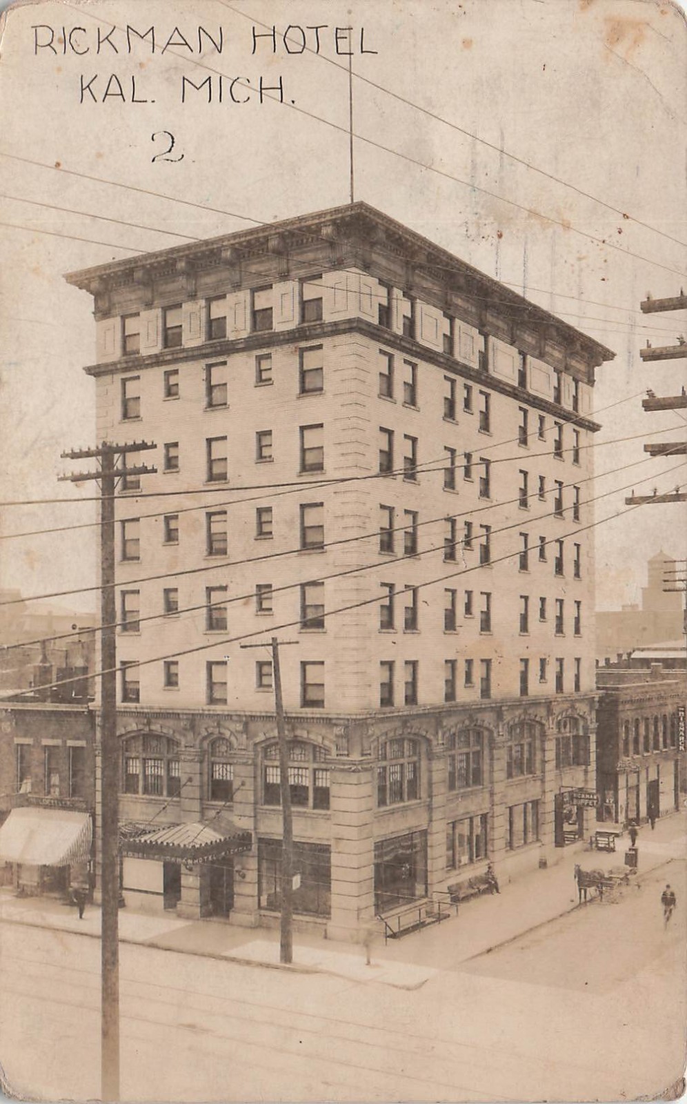 RPPC Kalamazoo Michigan Hotel Rickman House North Burdick Str Photo Postcard 23A