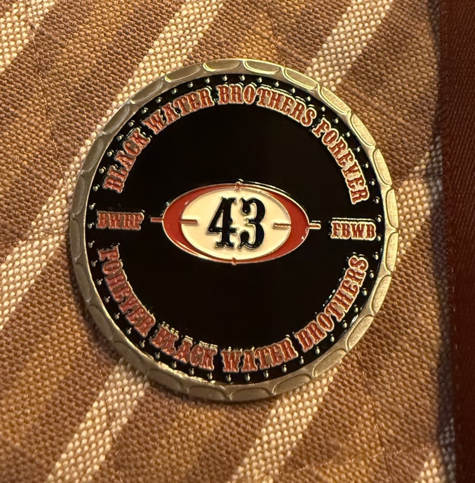 Rare Blackwater Veteran 43 IC Challenge Coin Black Water Brothers Forever 1.75” Rare Blackwater Veteran 43 IC Challenge Coin Black Water Brothers Forever 1.75”