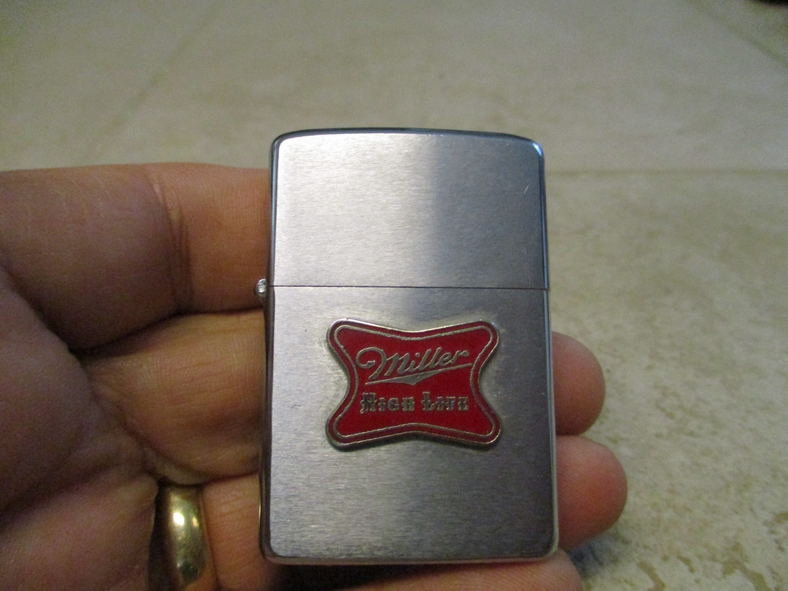 Vintage 1969 Zippo Lighter Miller High Life Advertising Great Shape Red Logo Vintage 1969 Zippo Lighter Miller High Life Advertising Great Shape Red Logo