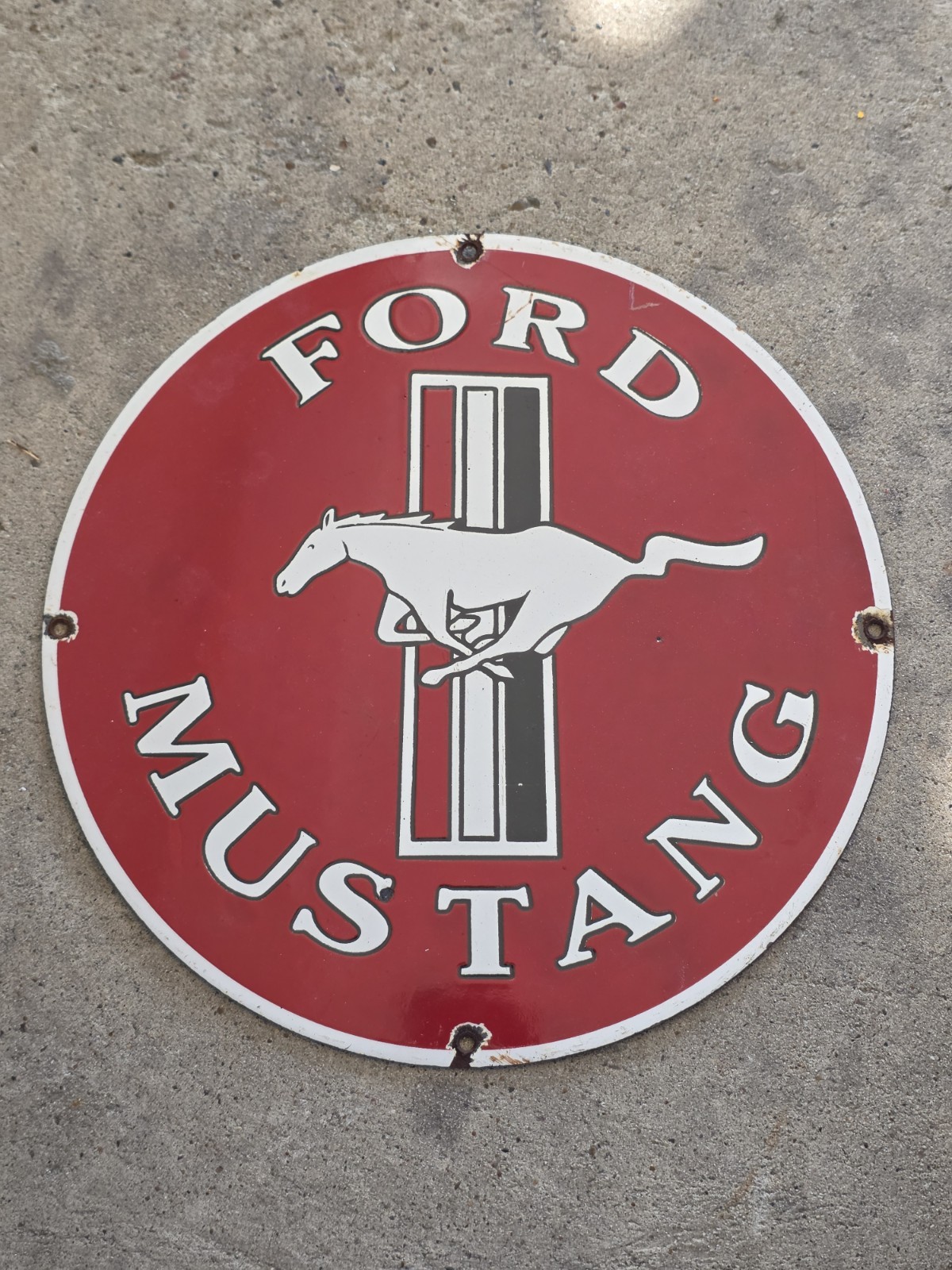 VINTAGE 1960'S FORD MUSTANG PORCELAIN DEALERSHIP SIGN 12" VINTAGE 1960'S FORD MUSTANG PORCELAIN DEALERSHIP SIGN 12"