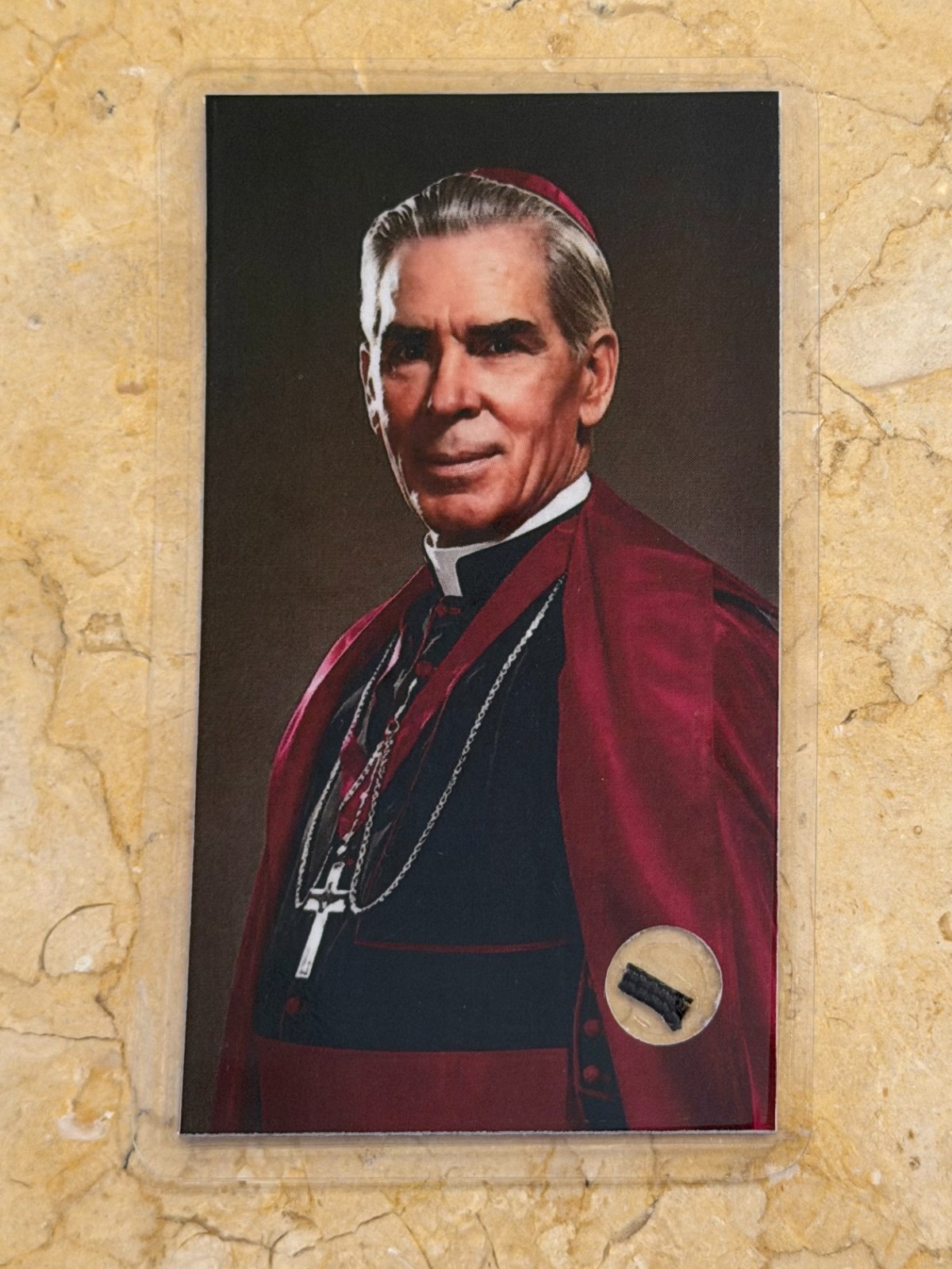 Blessed Fulton Sheen Relic Prayer Card - Laminated Blessed Fulton Sheen Relic Prayer Card - Laminated