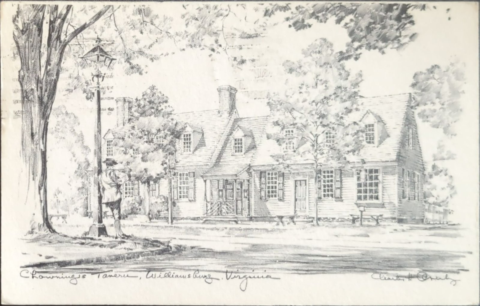Chowning's Tavern Williamsburg Virginia Postcard 1960s Postmarked Chowning's Tavern Williamsburg Virginia Postcard 1960s Postmarked