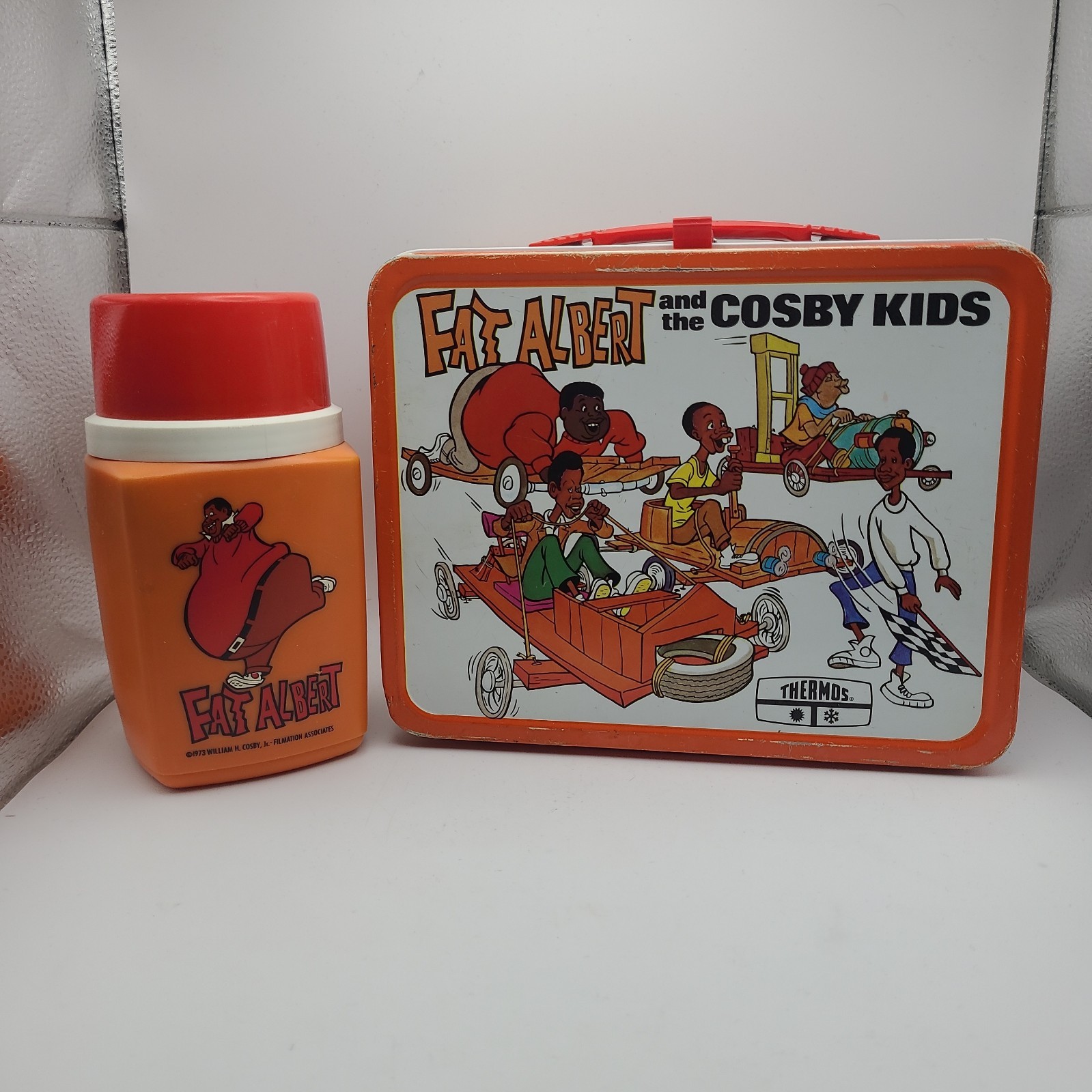 Vintage 1973 Fat Albert and the Cosby Kids Metal Lunchbox w/ Thermos - Great