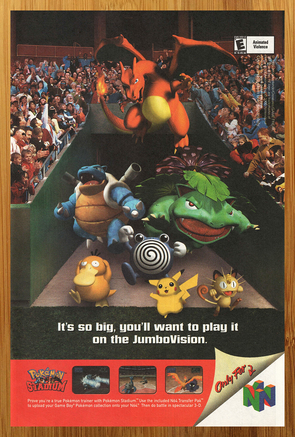 2000 Pokemon Stadium N64 Vintage Print Ad/Poster Nintendo 64 Official Promo Art 2000 Pokemon Stadium N64 Vintage Print Ad/Poster Nintendo 64 Official Promo Art