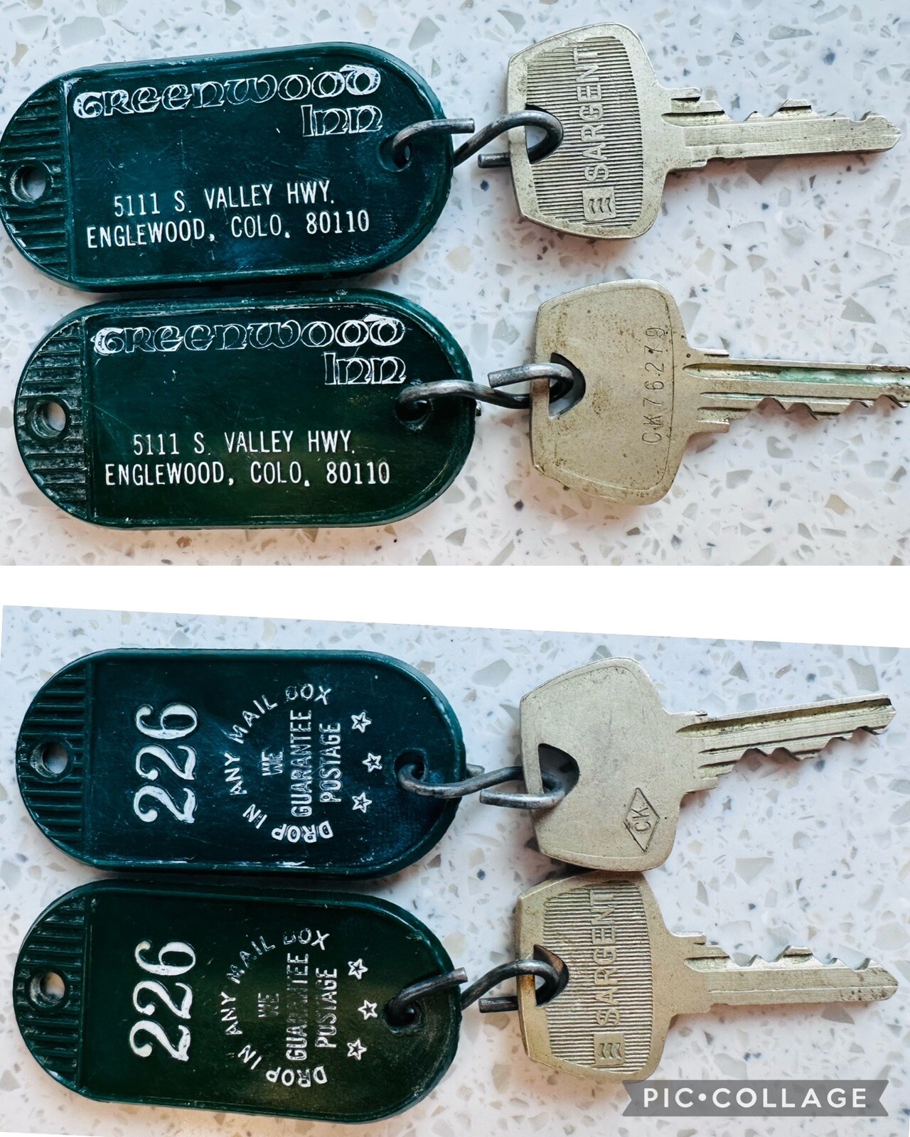 Greenwood Inn Englewood, Colorado Skiing 2 Hotel Room Keys #226
