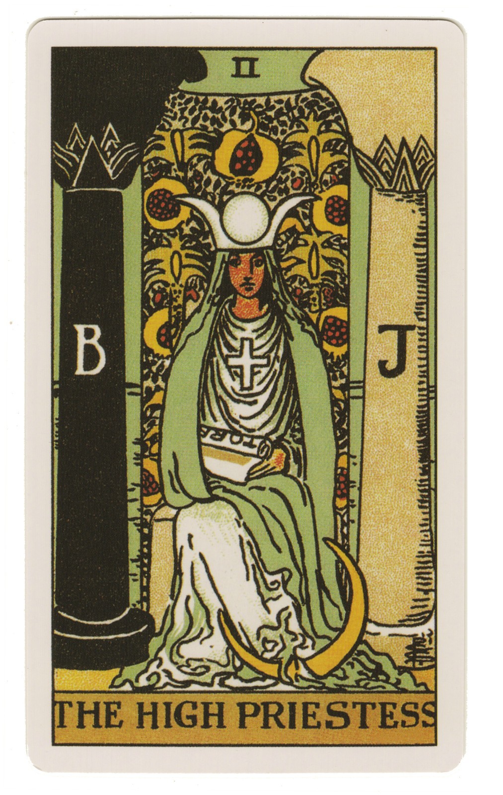 The High Priestess - 2, Rider Waite Single Tarot Card, no ©, Original, 2¾"x4¾"