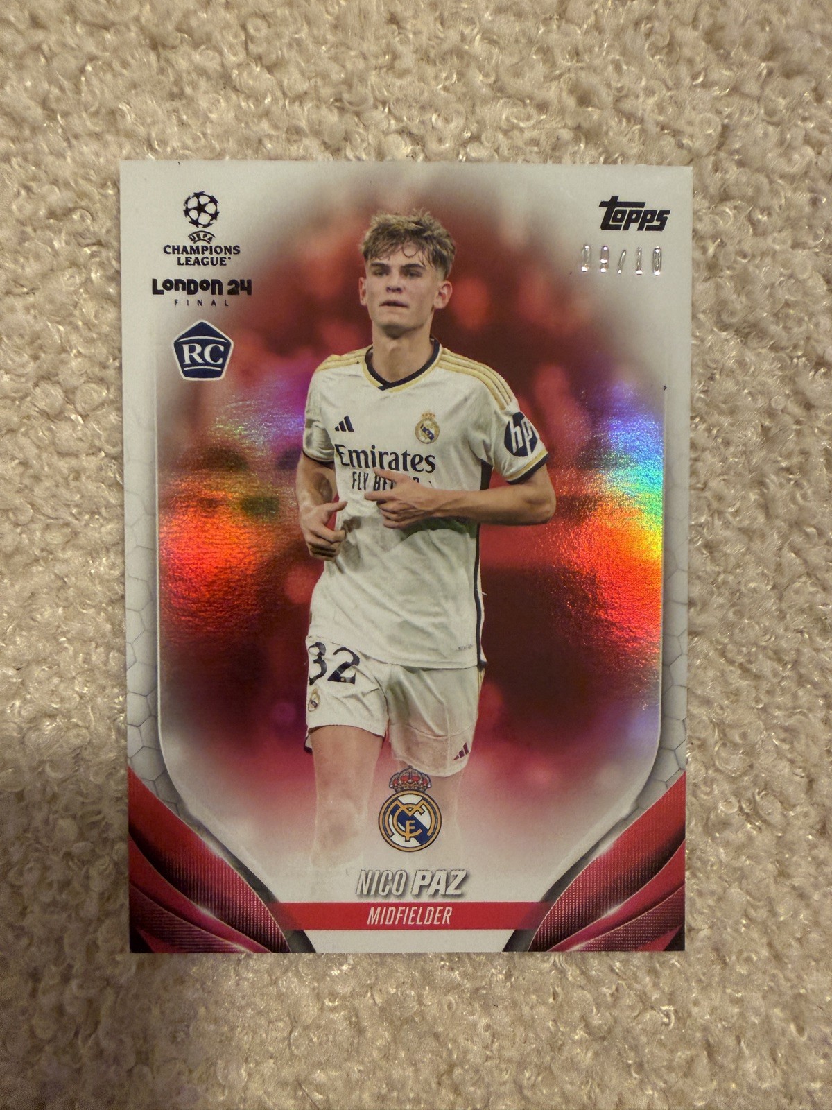 Nico Paz /10 RC red London Final Topps UCC 2023/24 rookie Nico Paz /10 RC red London Final Topps UCC 2023/24 rookie