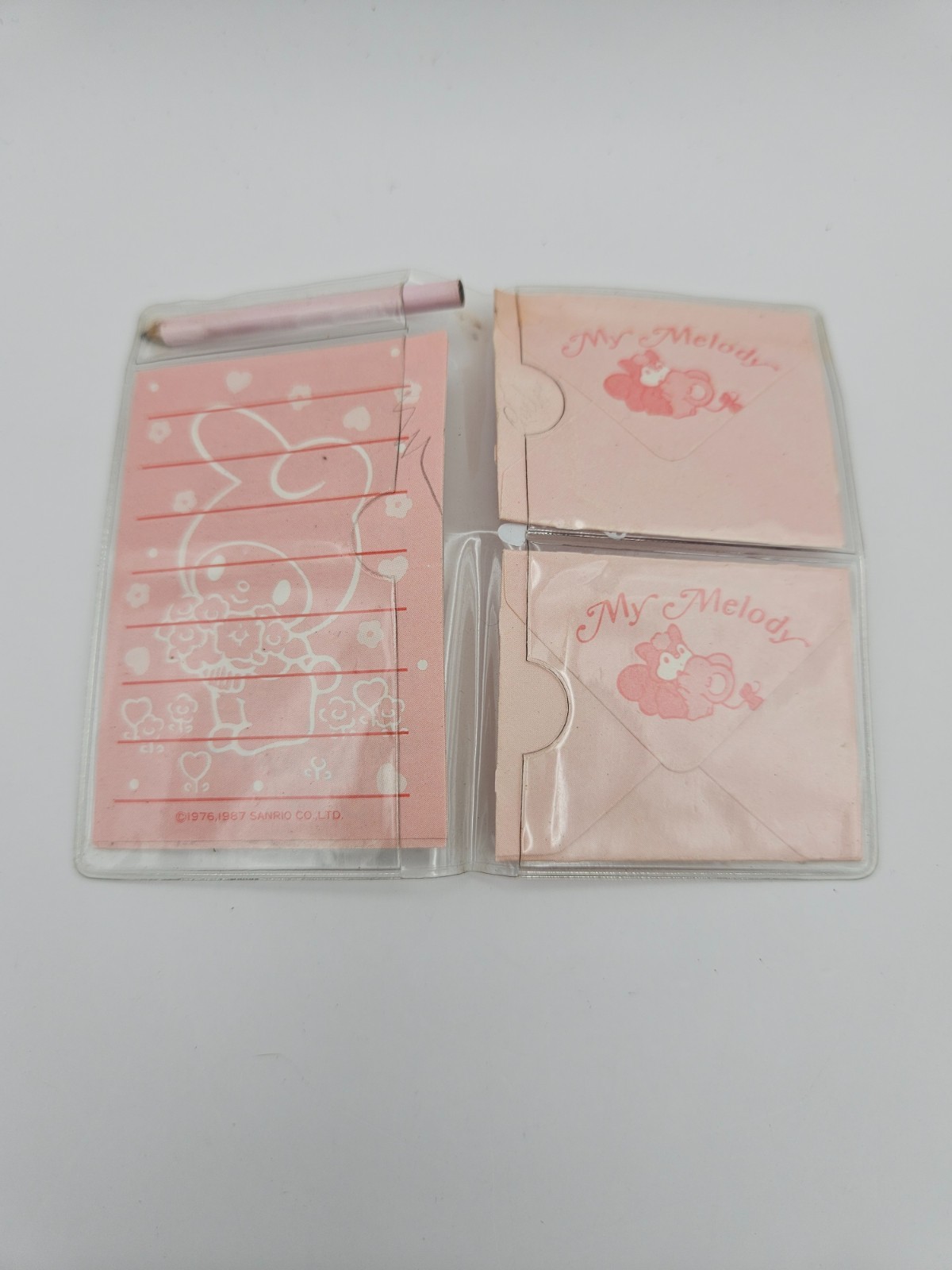 Vintage 1987 Sanrio My Melody mini pocket stationery set, Pink Vintage 1987 Sanrio My Melody mini pocket stationery set, Pink