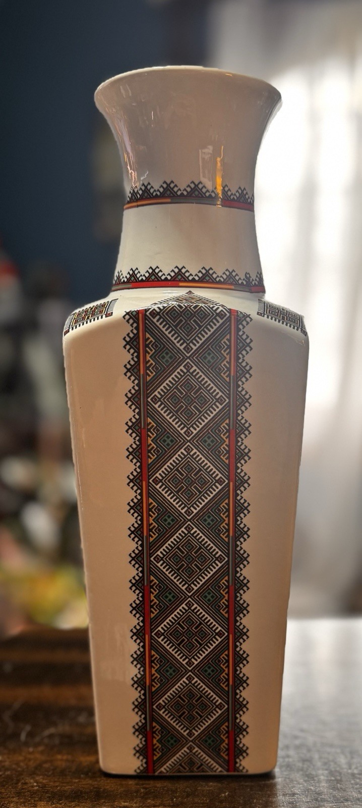 Ukrainian Vase Art Hand Painted By Lydia Made in New York Modern Art Perfect