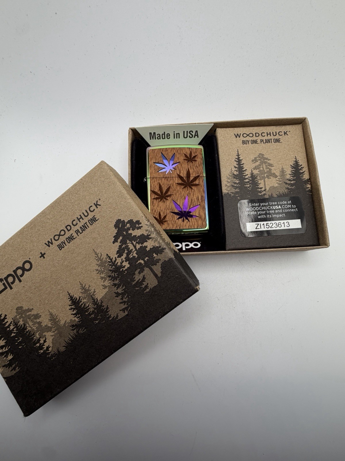 2021 Woodchuck Leaves 420 Spectrum Zippo Lighter New B27