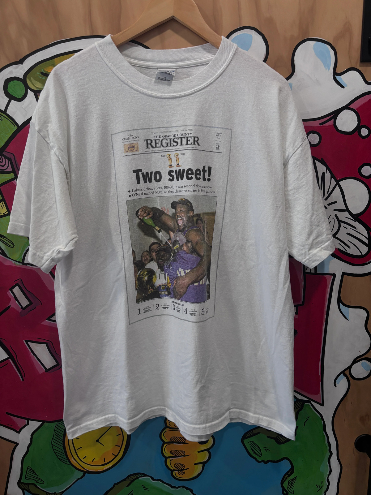 2001 LA Lakers NBAChampions Two SweetNewspaper T-Shirt 2001 LA Lakers NBAChampions Two SweetNewspaper T-Shirt