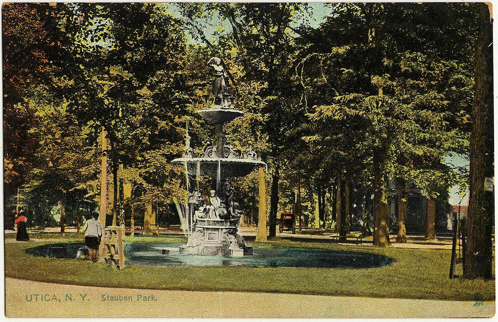 1908 Utica NY Postcard New York N.Y. Fountain Steuben Park Raphael Tuck DB RARE 1908 Utica NY Postcard New York N.Y. Fountain Steuben Park Raphael Tuck DB RARE