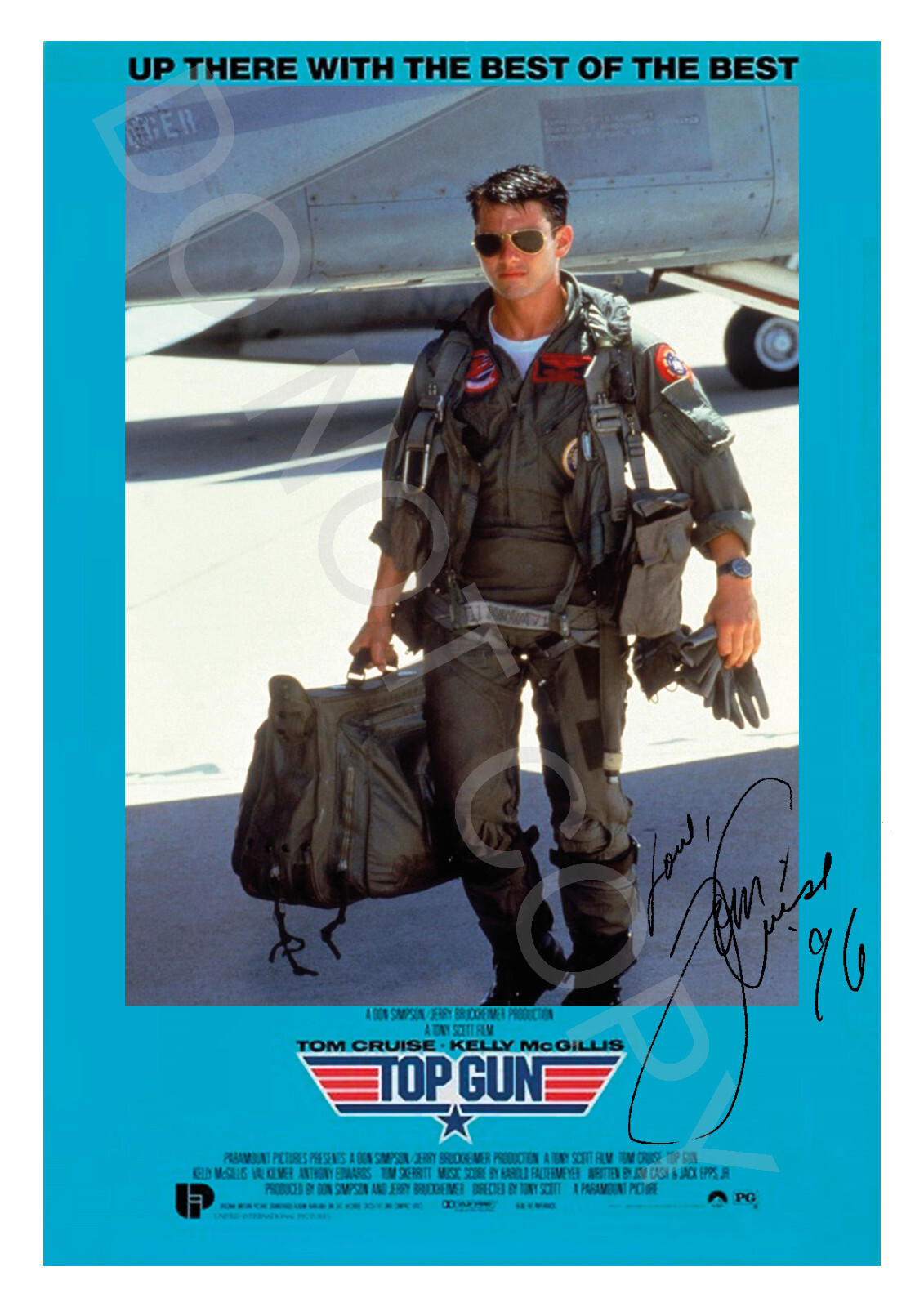 Tom Cruise Top Gun  Autograph Photo RP 12x8