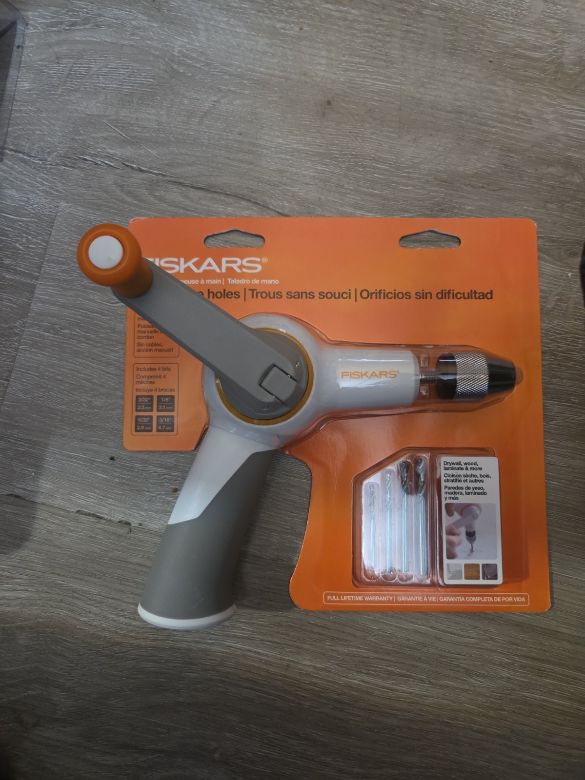 Fiskars Built to DIY Precision Hand Drill-With 4 Bits - 24201001
