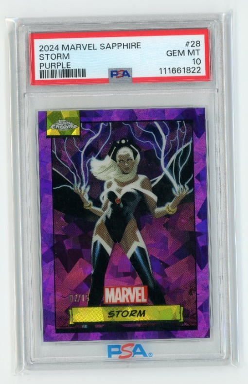2024 Topps Chrome Marvel Sapphire Edition #28 Storm Purple /15 PSA 10 2024 Topps Chrome Marvel Sapphire Edition #28 Storm Purple /15 PSA 10