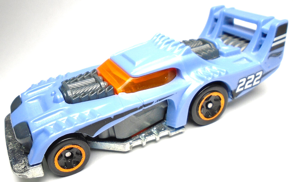 2017 HOT WHEELS TWO TIMER #222 BLUE 1:64 DIECAST 3 1/8" RACE CAR W/ ORANGE WHITE