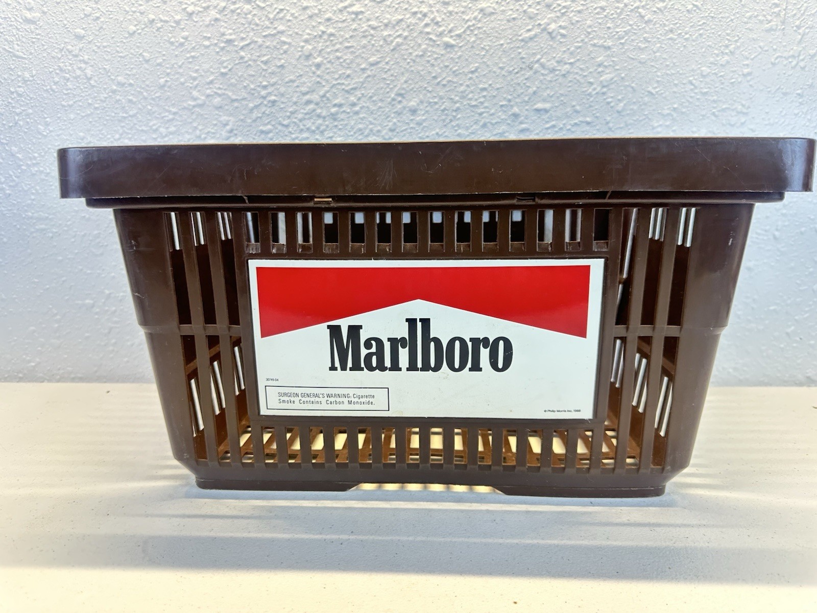 VTG 1988 Phillip Morris Marlboro Man Plastic Brown Store Basket Advertising VTG 1988 Phillip Morris Marlboro Man Plastic Brown Store Basket Advertising