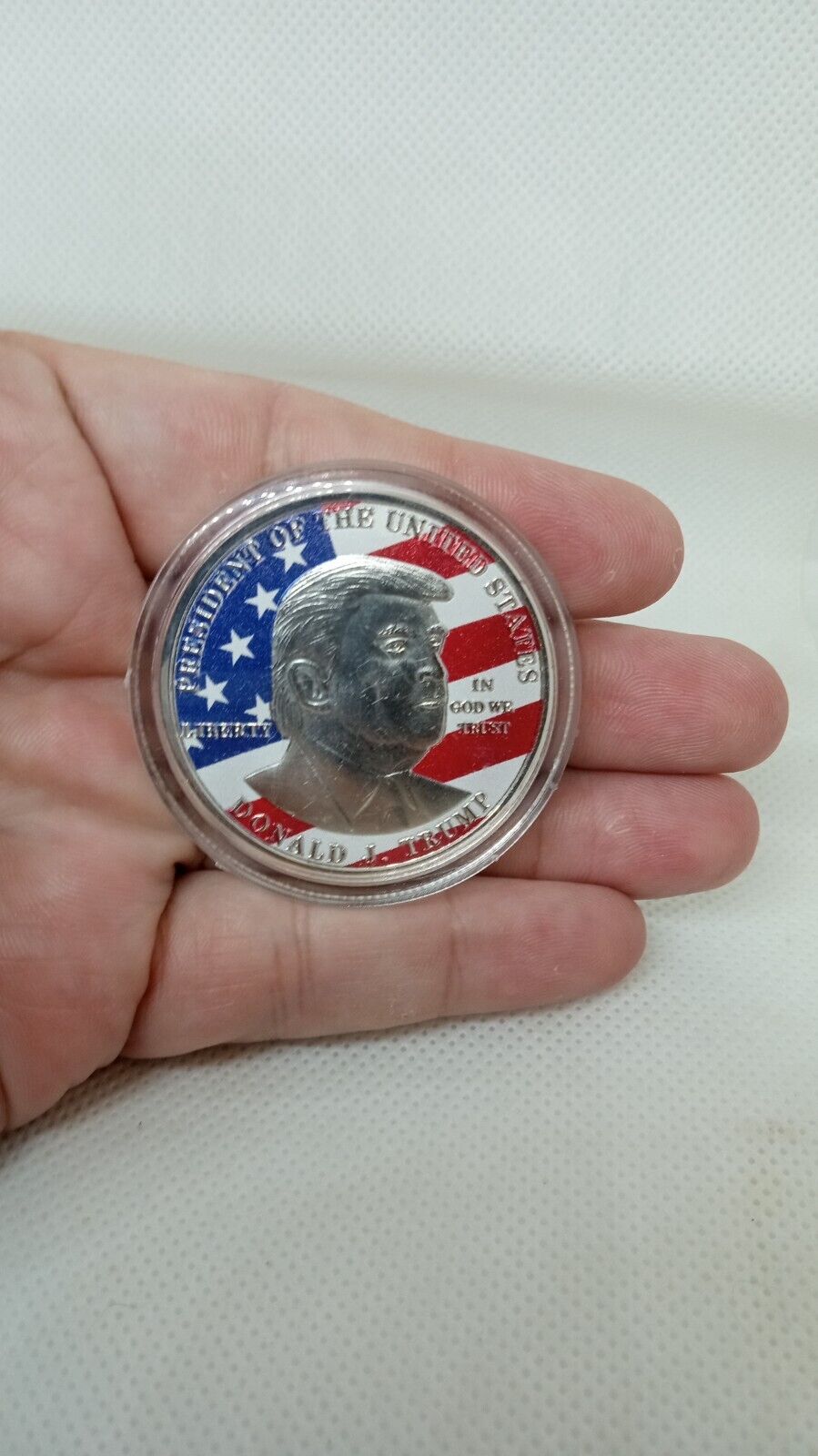 Donald Trump Coin American Flag background