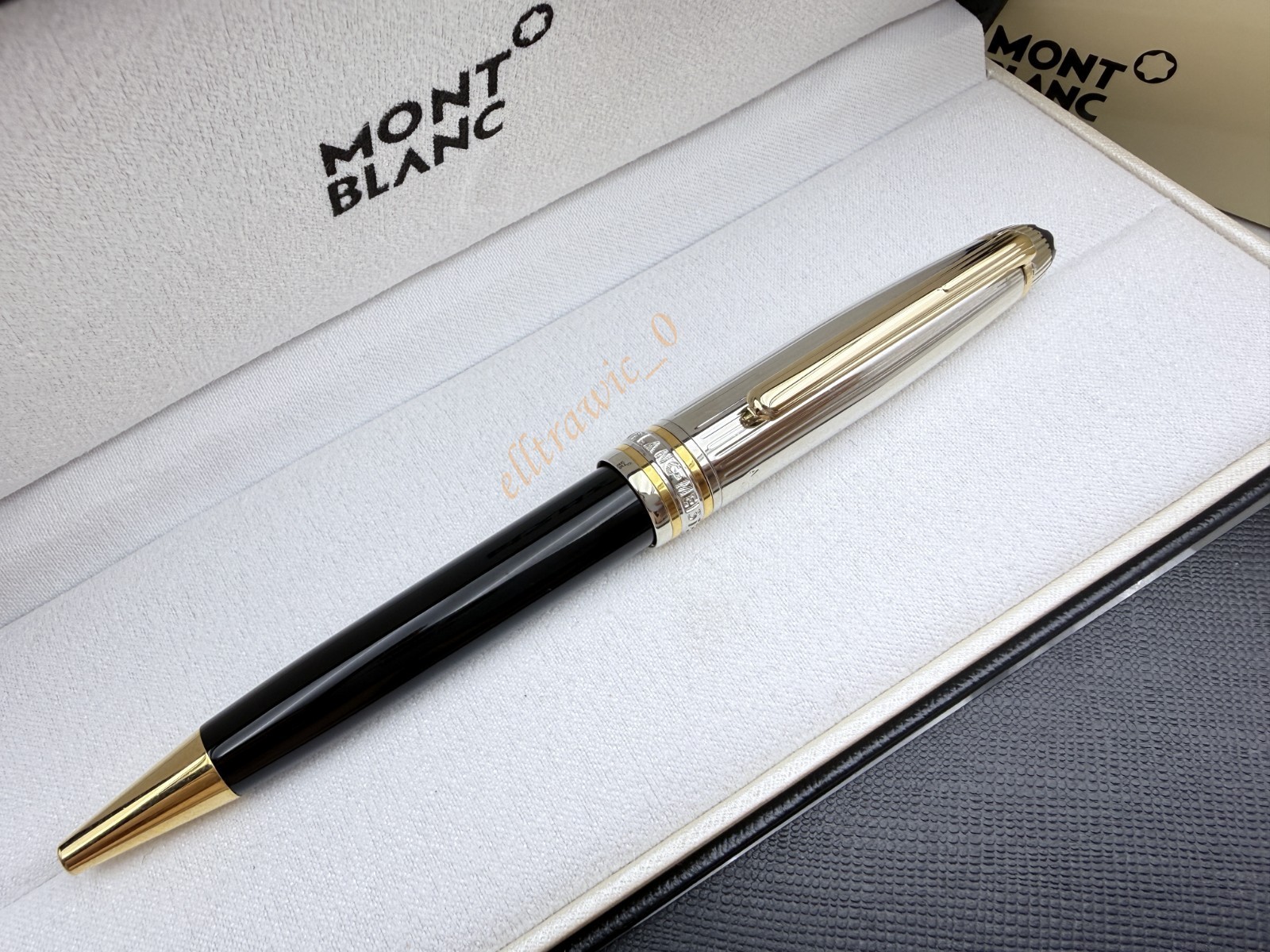 Montblanc meisterstack mb164 Black Silver Glacier ballpoint pen New With Box Montblanc meisterstack mb164 Black Silver Glacier ballpoint pen New With Box