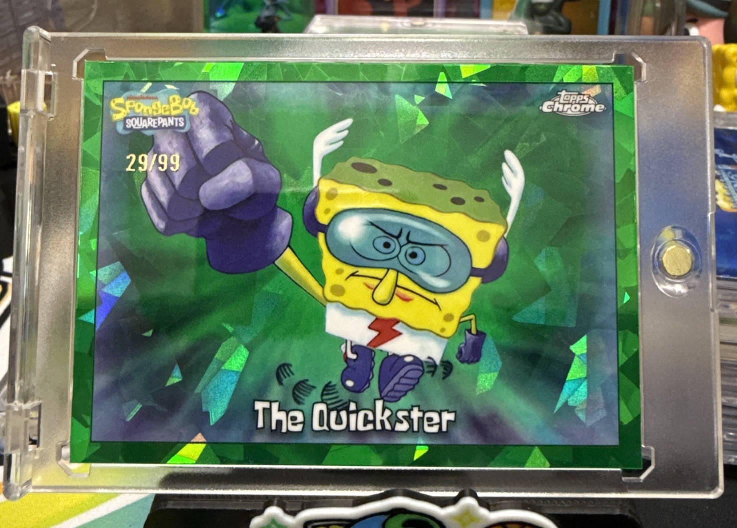 2025 Topps Chrome SpongeBob Sapphire The Quickster Green Parallel 29/99