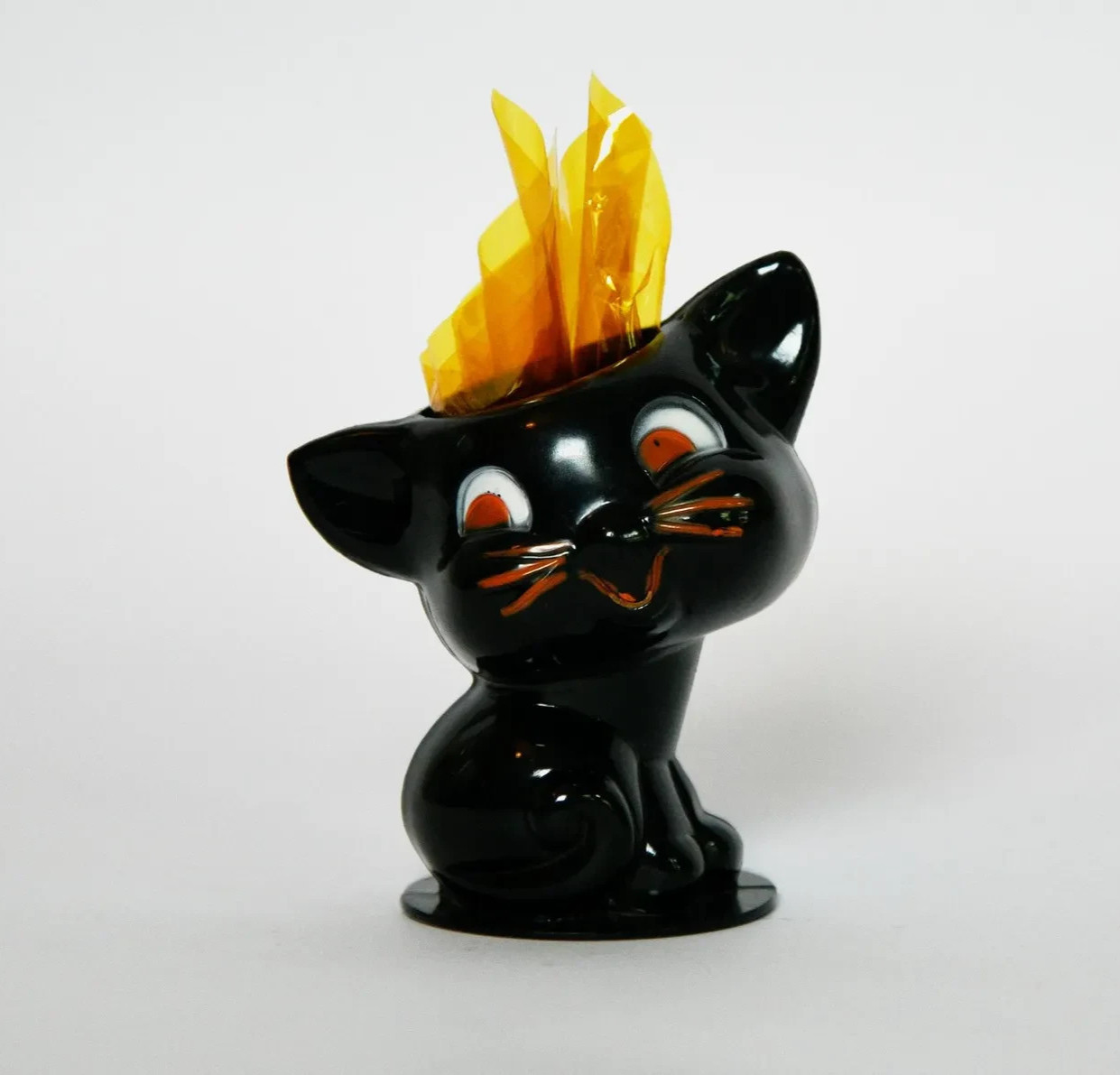 Vintage 1950s Kokomold Plastic Halloween Candy Container, Black Cat Vintage 1950s Kokomold Plastic Halloween Candy Container, Black Cat