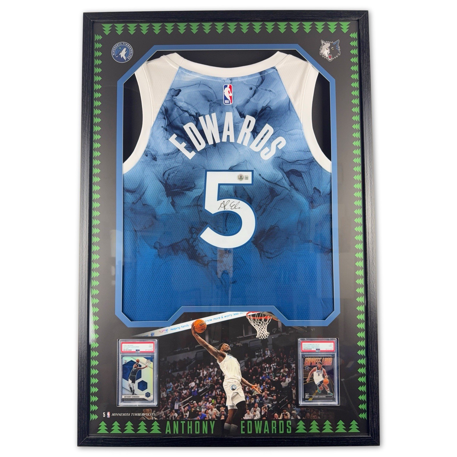 Anthony Edwards Signed & Framed Jersey - Authentic Beckett COA - Auto Minnesota Anthony Edwards Signed & Framed Jersey - Authentic Beckett COA - Auto Minnesota