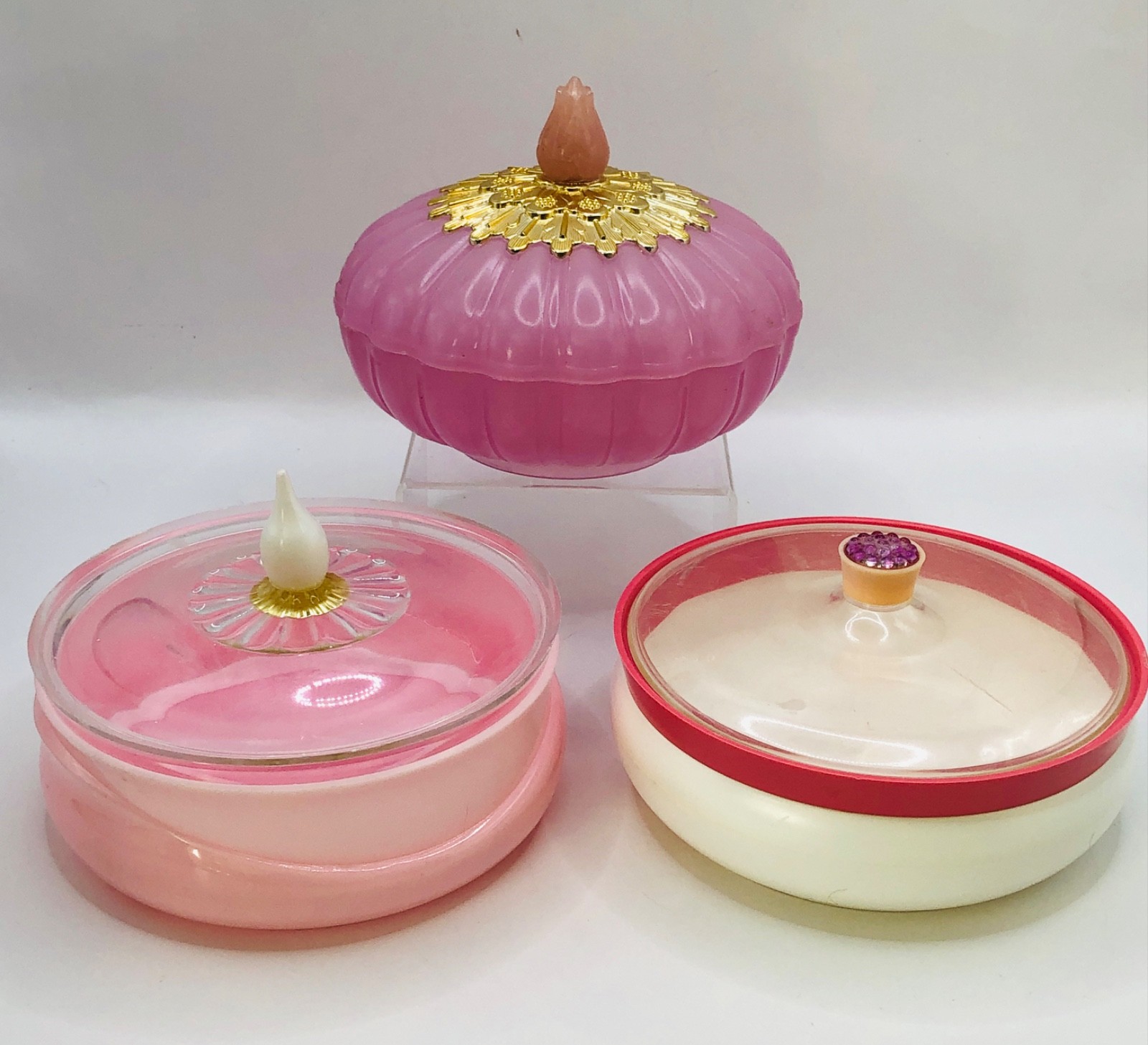 Lot of 3 1960's Avon Powder Jars Wild Rose, Elusive, Sometime Lot of 3 1960's Avon Powder Jars Wild Rose, Elusive, Sometime