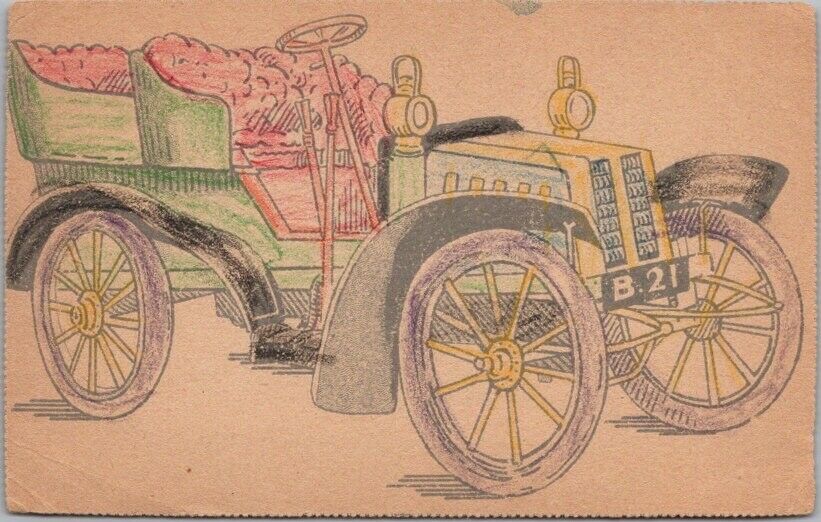 Vintage  TUCK'S Automobile Car Postcard Hand-Colored (Crayon) Not Postally Used
