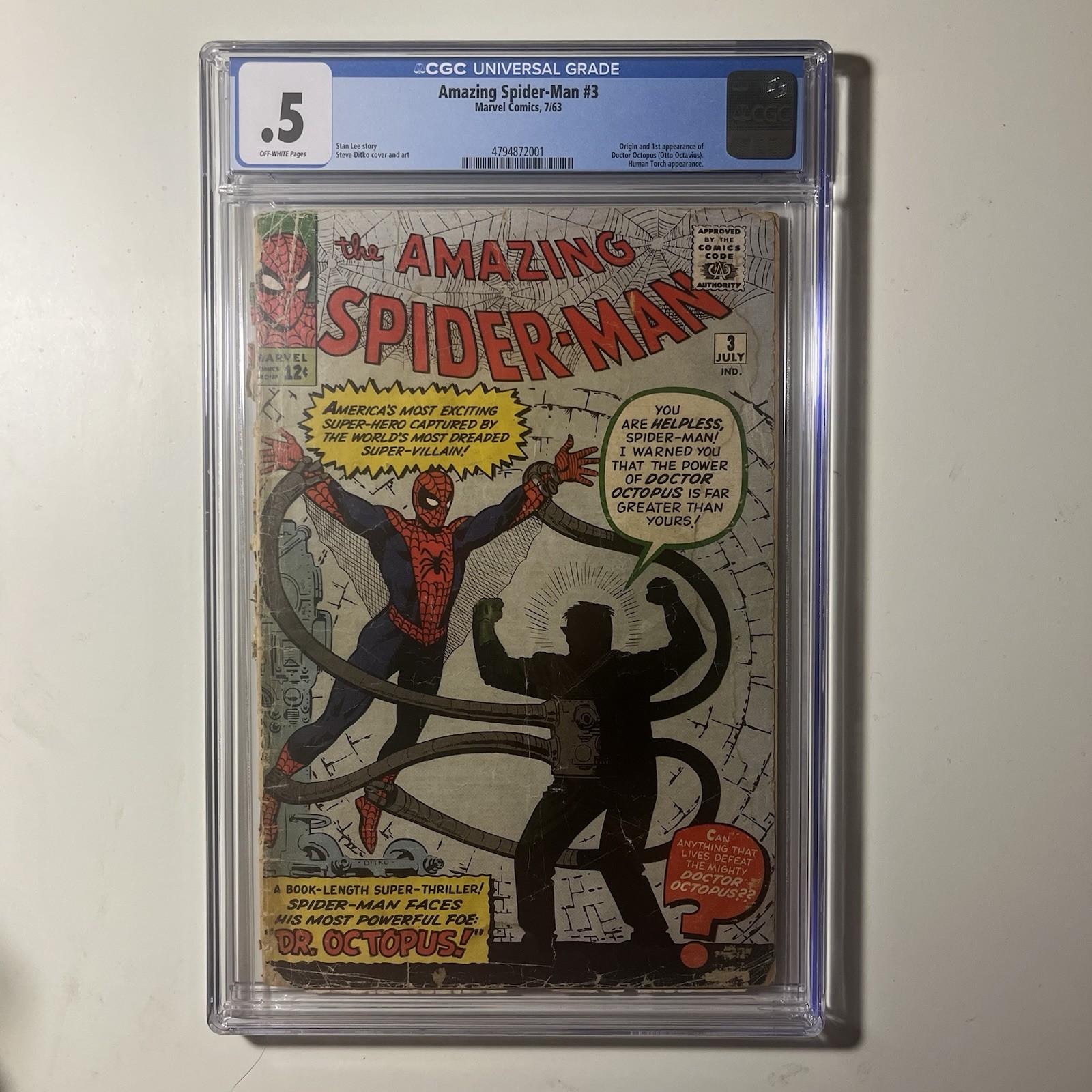 Amazing Spider-Man #3 CGC . 5 1st Doctor Octopus Marvel 1963 COMPLETE Universal