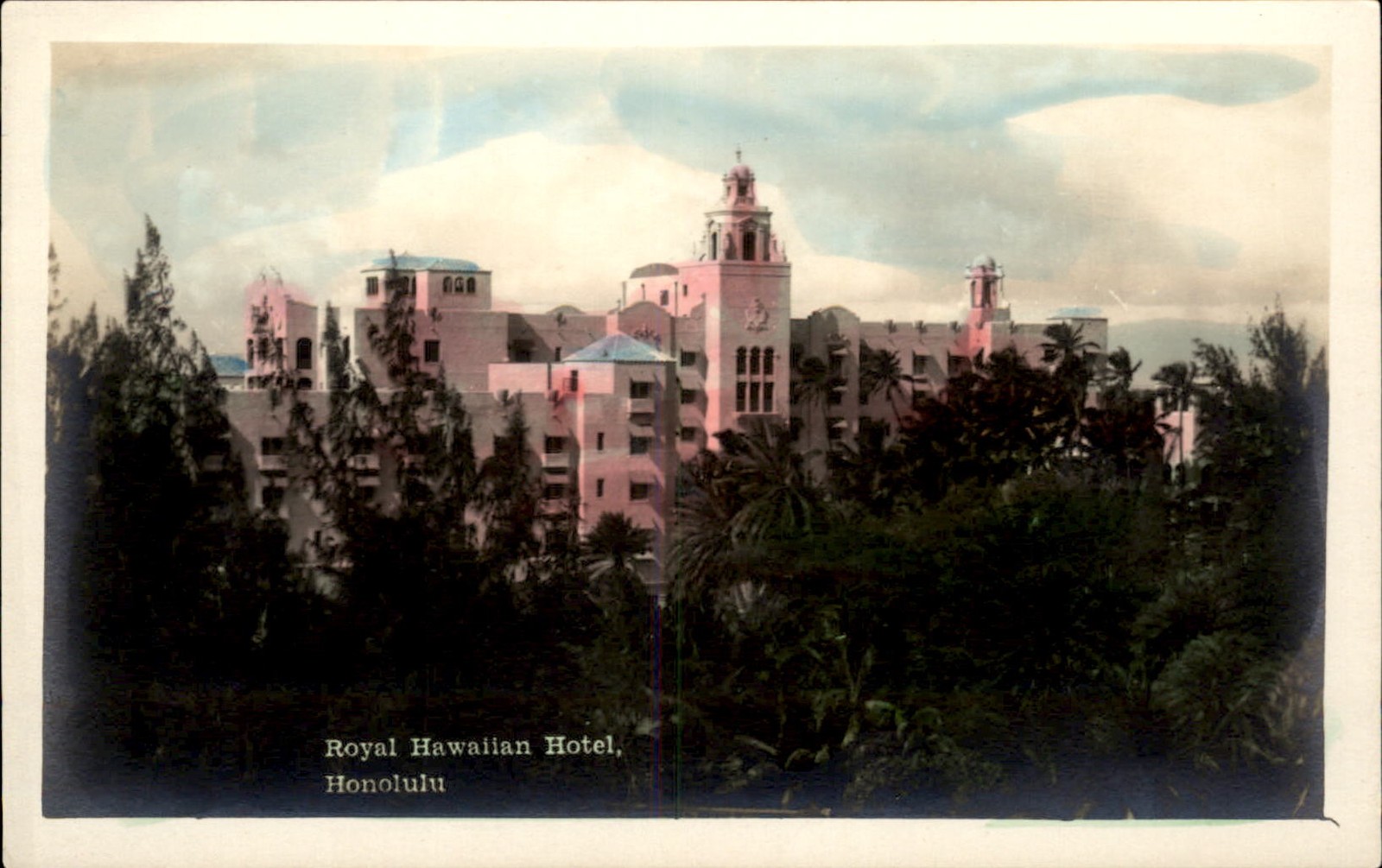 Honolulu HI Royal Hawaiian Hotel c1920s-30s Real Photo TINTED Postcard bhn Honolulu HI Royal Hawaiian Hotel c1920s-30s Real Photo TINTED Postcard bhn