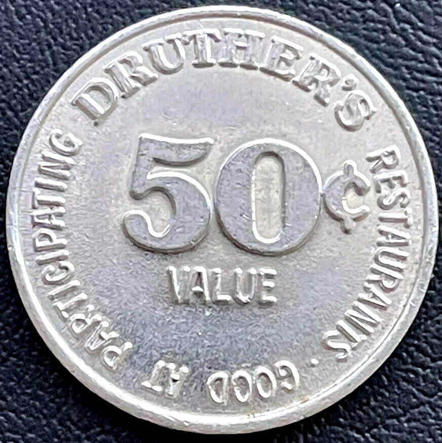 DRUTHERS RESTRAUNT Original 1982 Vintage 50 Cent Breakfast Trade Token Coin