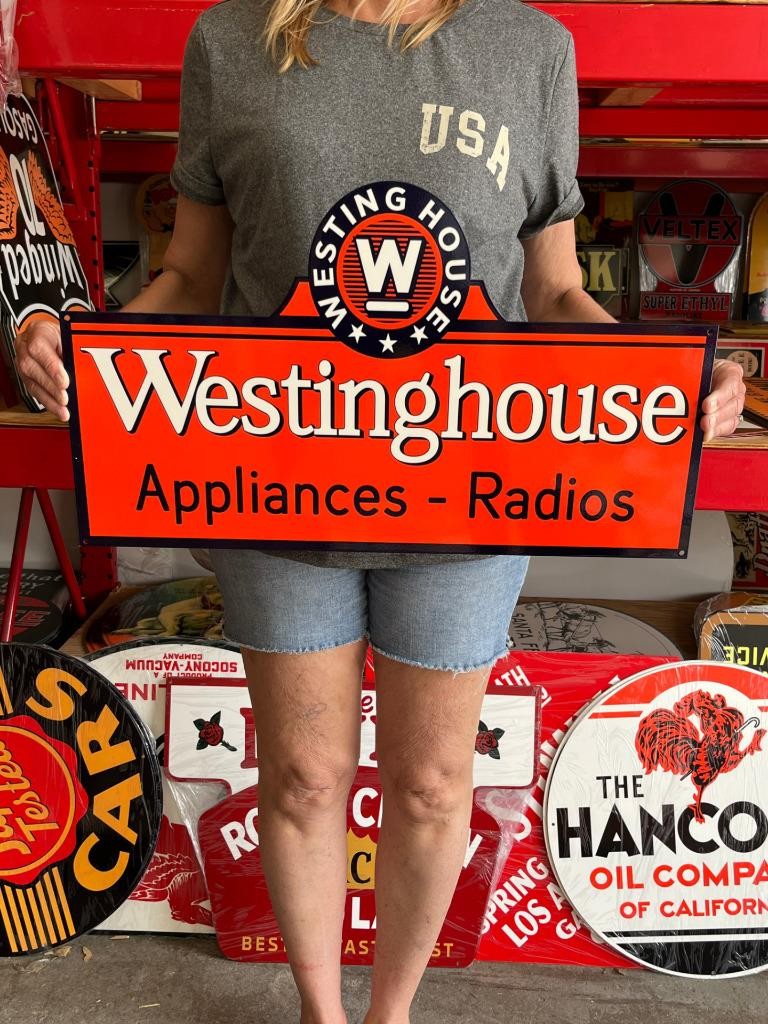 Vintage Style Metal Sign Westinghouse Appliances NOT Porcelain 24x14 Made USA Vintage Style Metal Sign Westinghouse Appliances NOT Porcelain 24x14 Made USA