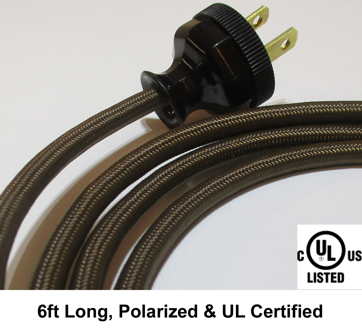 New Vintage Style Cloth Covered Electrical Cord w/ Repro Bakelite Polarized Plug New Vintage Style Cloth Covered Electrical Cord w/ Repro Bakelite Polarized Plug