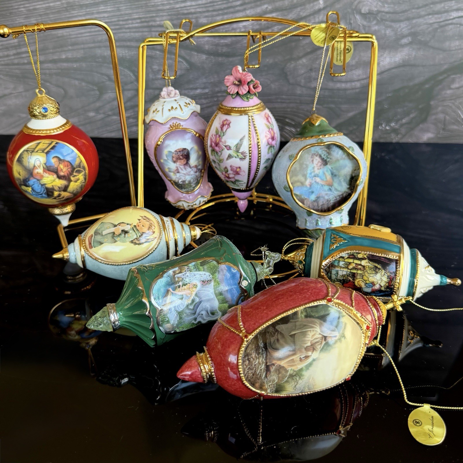 Vintage Lot of 8 Bradford Editions Heirloom Porcelain Christmas Ornaments 2000