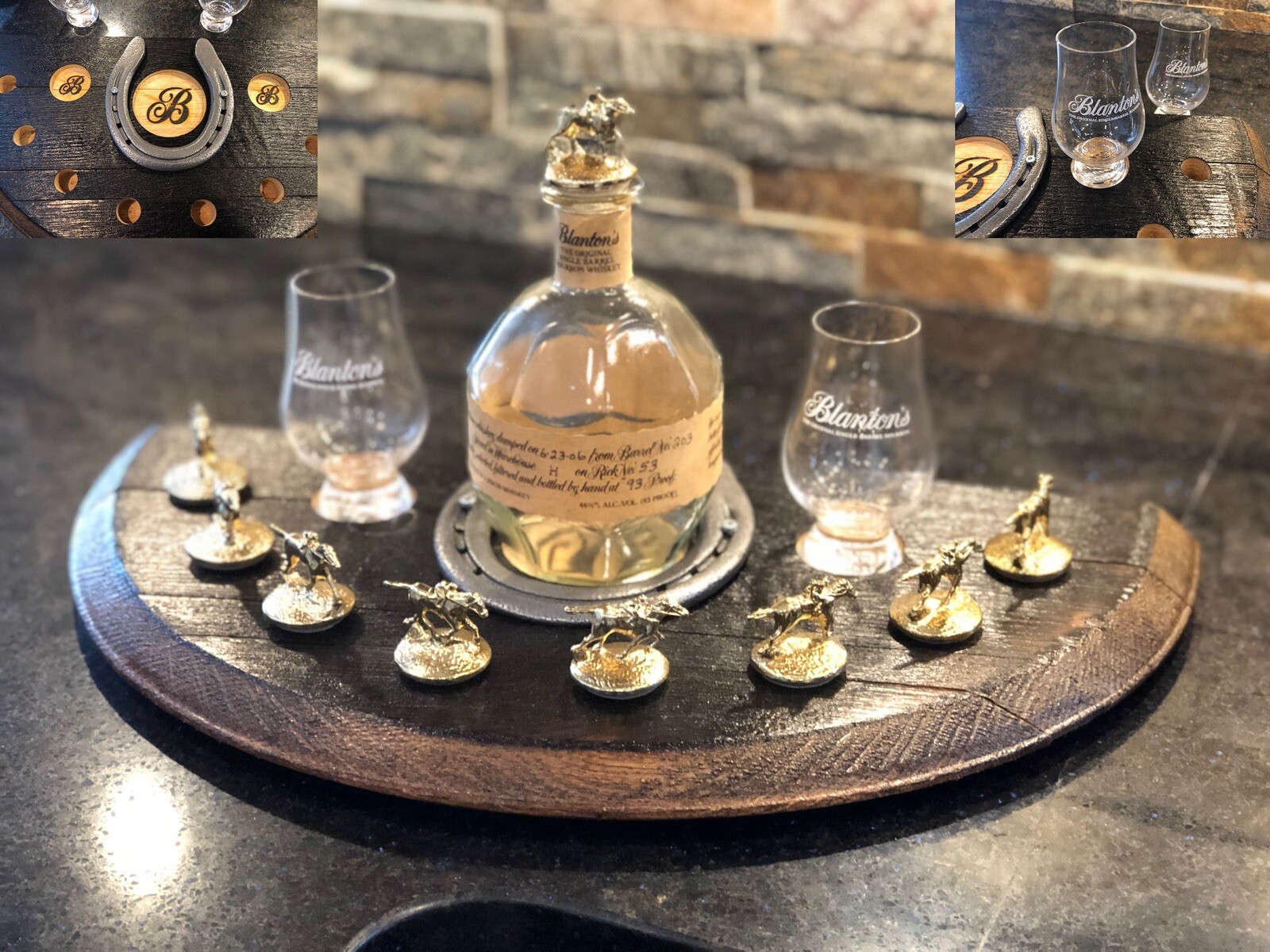 Blanton’s “Triple Crown” Display REAL Bourbon Barrel Wood Blantons Stopper Cork Blanton’s “Triple Crown” Display REAL Bourbon Barrel Wood Blantons Stopper Cork