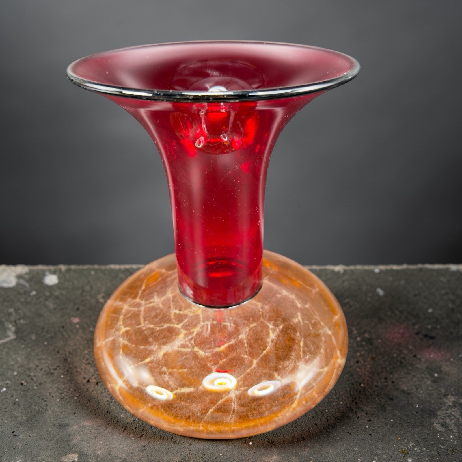 2003 K Piper Hand Blown Studio Art Glass Vase Vessel Marbling Pattern Hand Made 2003 K Piper Hand Blown Studio Art Glass Vase Vessel Marbling Pattern Hand Made