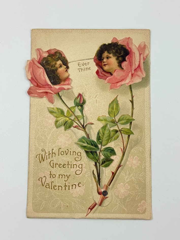 Vtg Victorian Mechanical Valentine Card Die Cut Trading Moves Girls Postcard I22 Vtg Victorian Mechanical Valentine Card Die Cut Trading Moves Girls Postcard I22