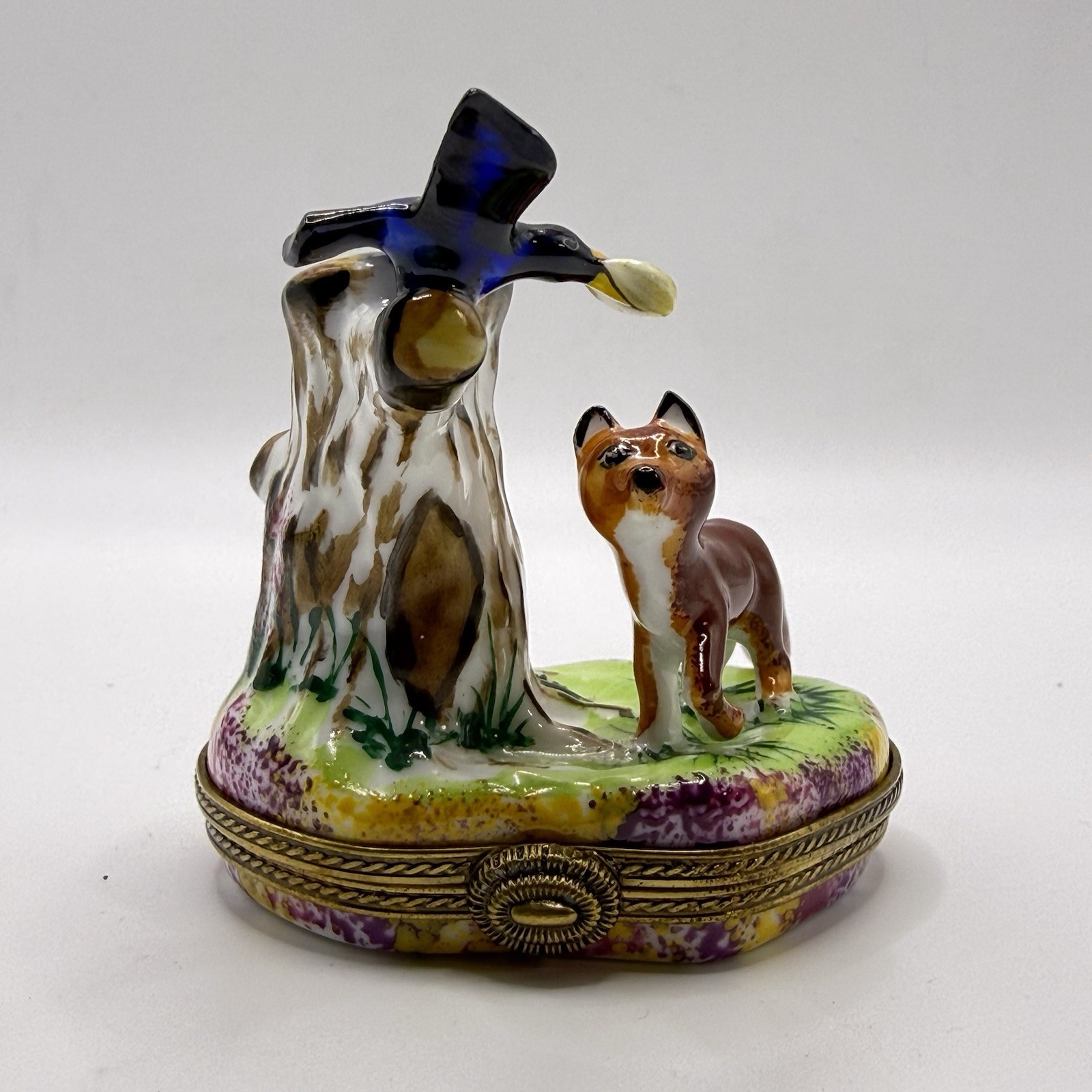 LIMOGES FOX BIRD FLORAL TRINKET BOX CHAMART PEINT MAIN FRANCE VINTAGE VIDEO LIMOGES FOX BIRD FLORAL TRINKET BOX CHAMART PEINT MAIN FRANCE VINTAGE VIDEO