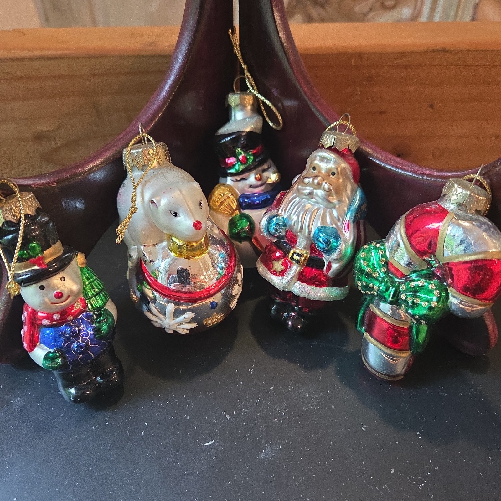 Blown Glass Ornaments Lot off 5 Different Vintage * See Photos For Descriptions 