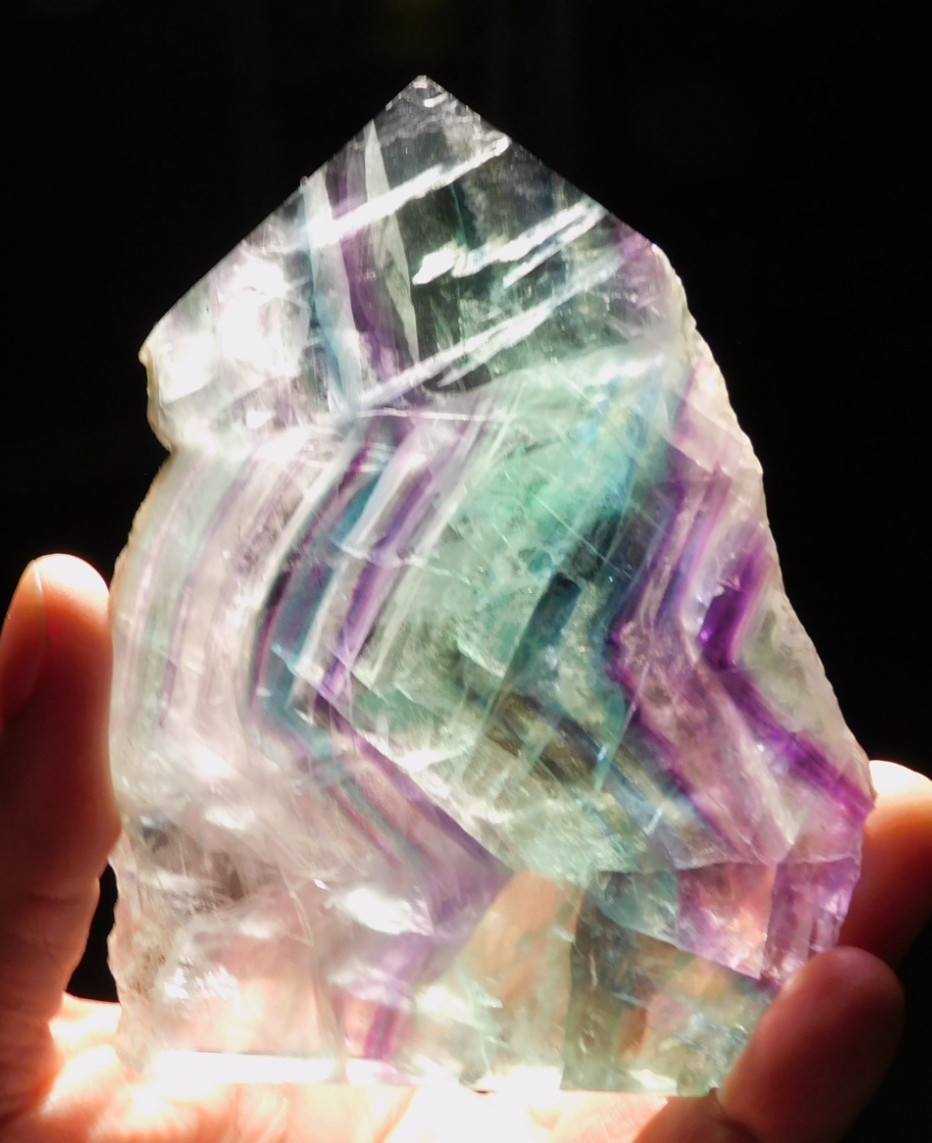 Polished Translucent and FLUORESCENT FLUORITE Crystal Slice / Slab China 269gr