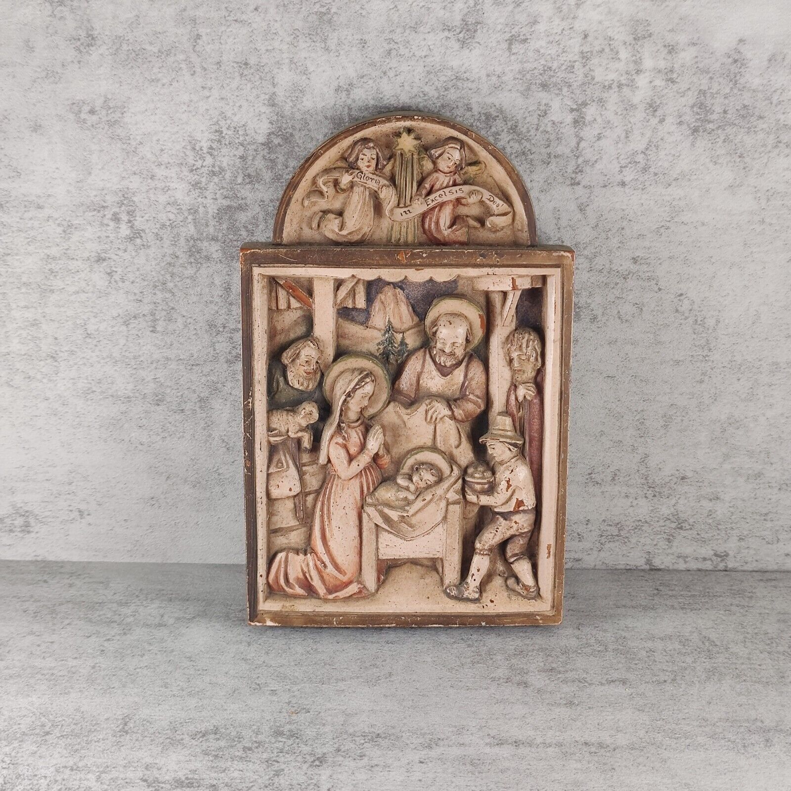 Vintage Anri Ferrandiz 3D Relief Wall Plaque Nativity Holy Family Made In Italy 