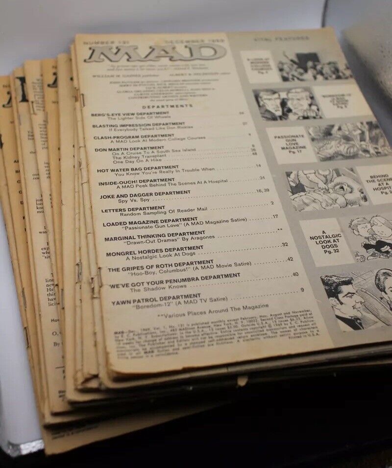 Vintage *MAD* magazine lot of 12 1950's/60's (No cover or back) SHIPS TODAY