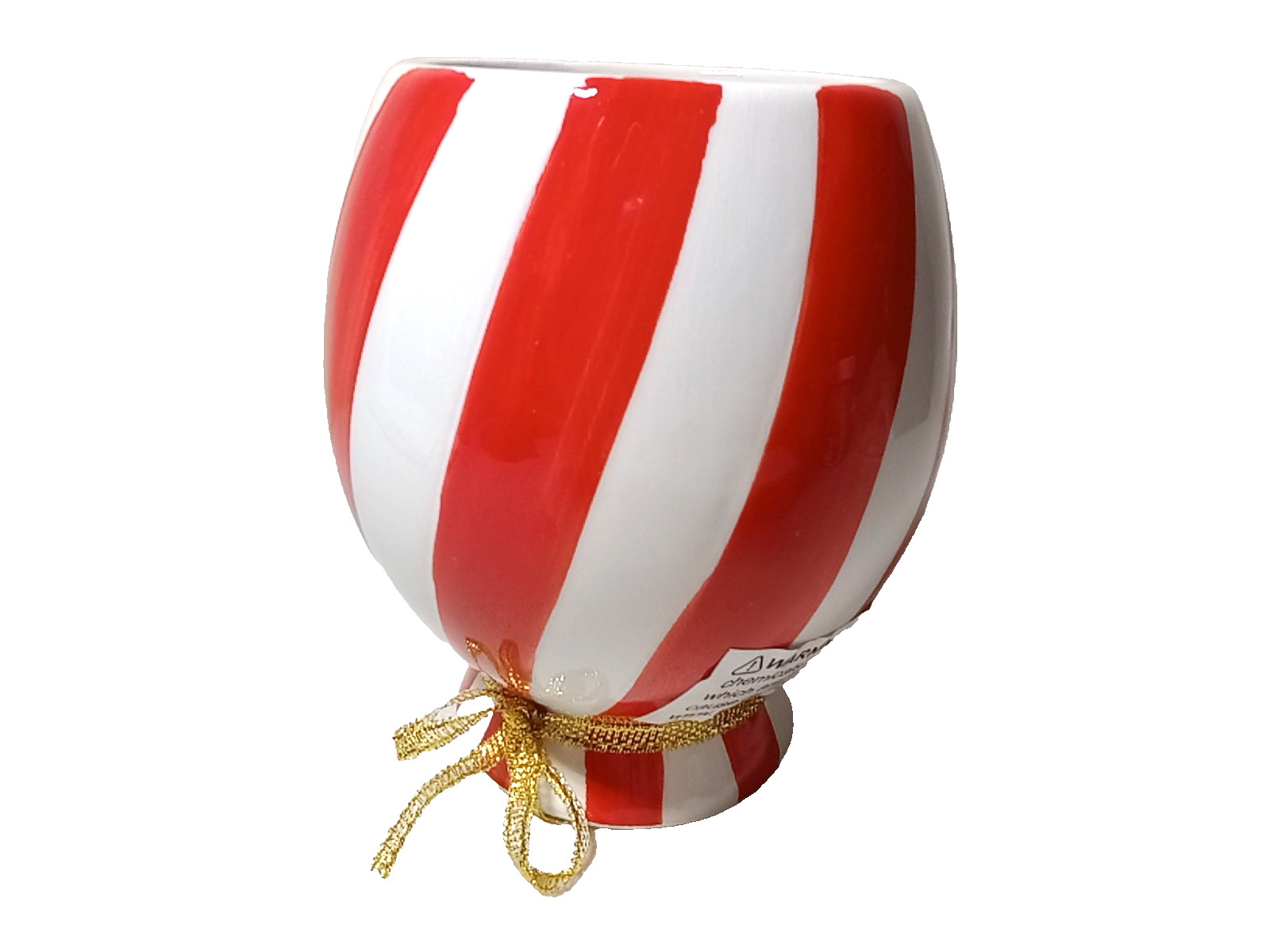 10 STRAWBERRY STREET Peppermint Striped XMAS Trinket/Candy Jar 4" Desk Decor NWT