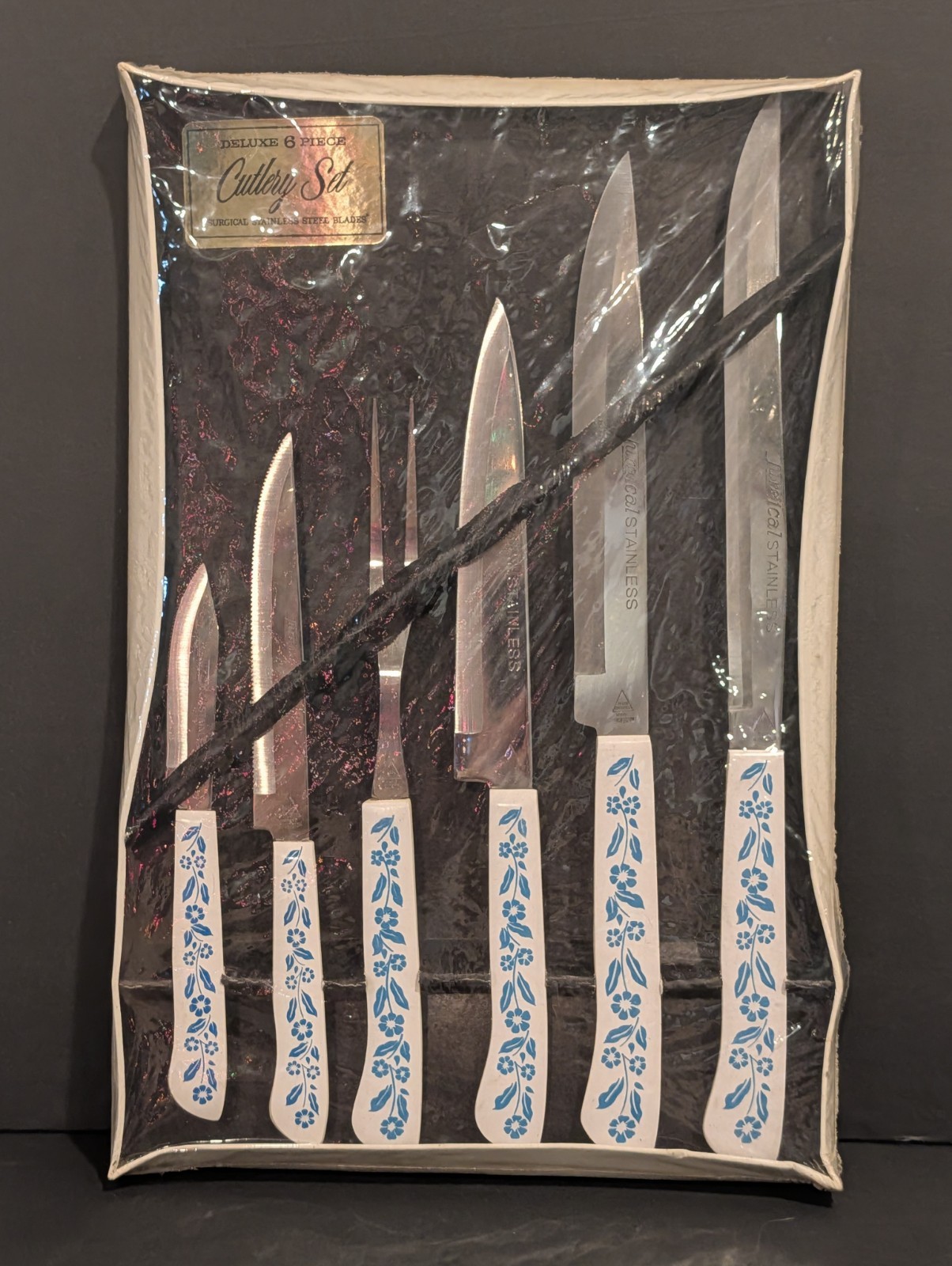 Blue Cornflower Deluxe 6 Piece Cutlery Set Surgical Stainless Steel Blades NIB