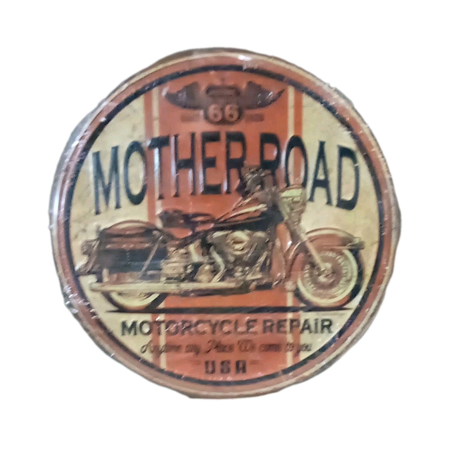 Mother Road Motorcycle Repair Route 66 Round Metal Hanging Wall Sign Plaque Mother Road Motorcycle Repair Route 66 Round Metal Hanging Wall Sign Plaque