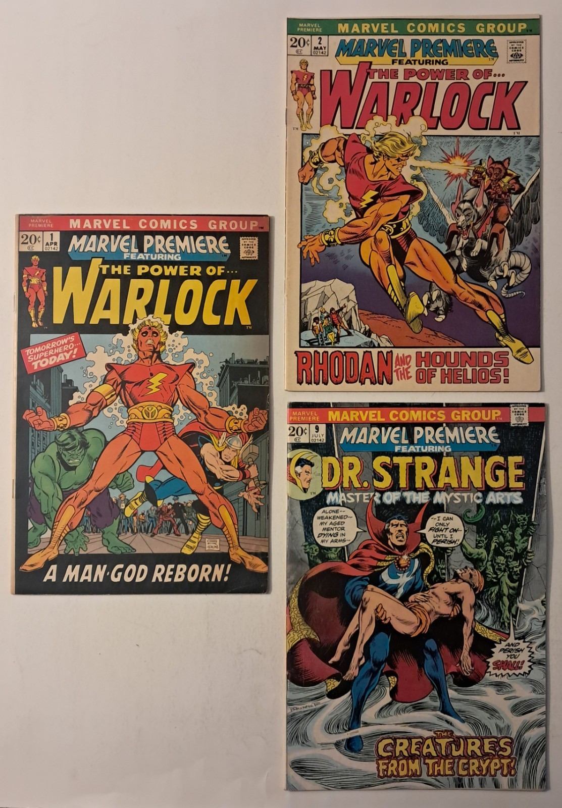 Marvel Premiere #1, 2 & 9 (1st app of Adam Warlock/"MARK JEWELERS AD") 1972