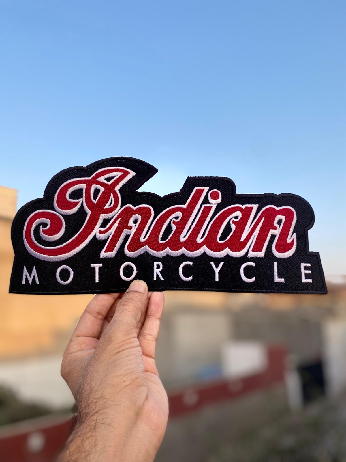 Vintage Large Indian Motorcycle Iron On Patch Embroidery Patch 10"