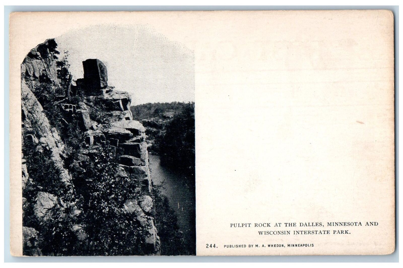 The Dalles Minnesota MN Postcard Pulpit Rock Wisconsin Interstate Park c1905's